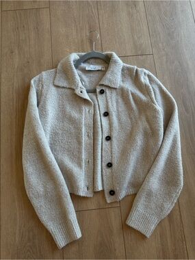 Soft Cream Teddy Jacket with Button Front